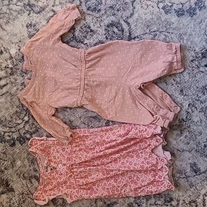 TWO rompers 0-3 month baby girl